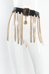 1991 Vintage Chanel Leather Multi Chain Drape Belt mannequin front @ Recess Los Angeles