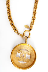 Vintage Chanel Long CC Logo Medallion Pendant backside at Recess Los Angeles