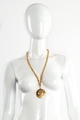 Vintage Chanel Long CC Logo Medallion Pendant on Mannequin at Recess Los Angeles