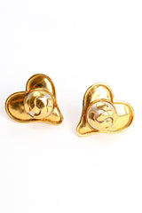 Vintage Chanel 1995 Love CC Pearl Earrings pair front @ Recess Los Angeles