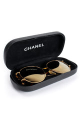 Vintage Chanel 1990s CC Gold Mirror Miller Sunglasses with case at Recess Los Angeles