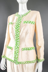 Vintage Chanel 1996P Daisy Bead Jacket & Skirt Suit Bridal Wedding on Mannequin crop @ Recess LA