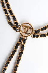 Vintage Chanel Leather Chain Triple Collar Pin signed center pin @ Recess LA