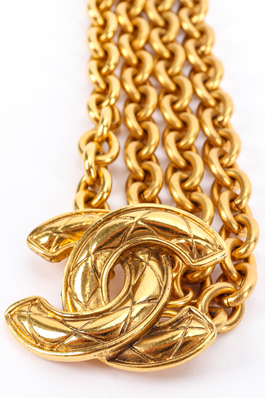 Vintage Chanel Quilted CC Charm Chain Drape Belt charm  light surface scratches @ Recess LA