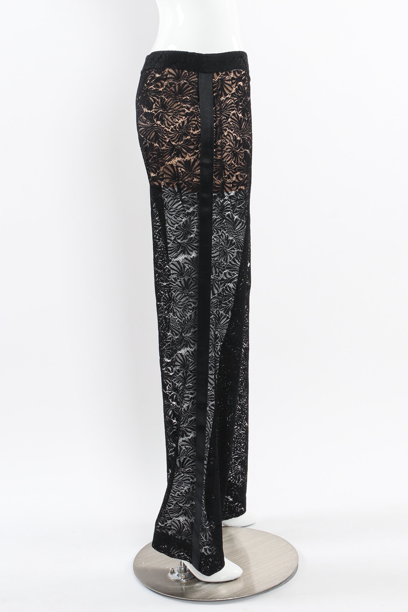 Vintage Chanel 2003A Floral Leaf Lace Sheer Pant mannequin side @ Recess LA