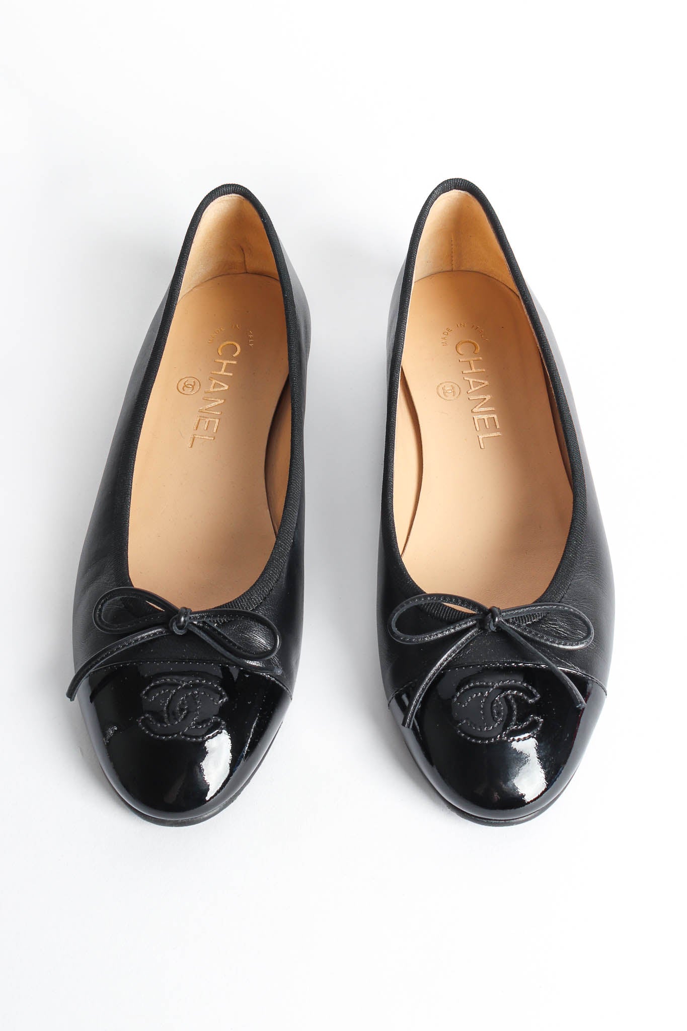 Vintage Chanel Cap Toe Leather Ballet Flats front @ Recess Los Angeles