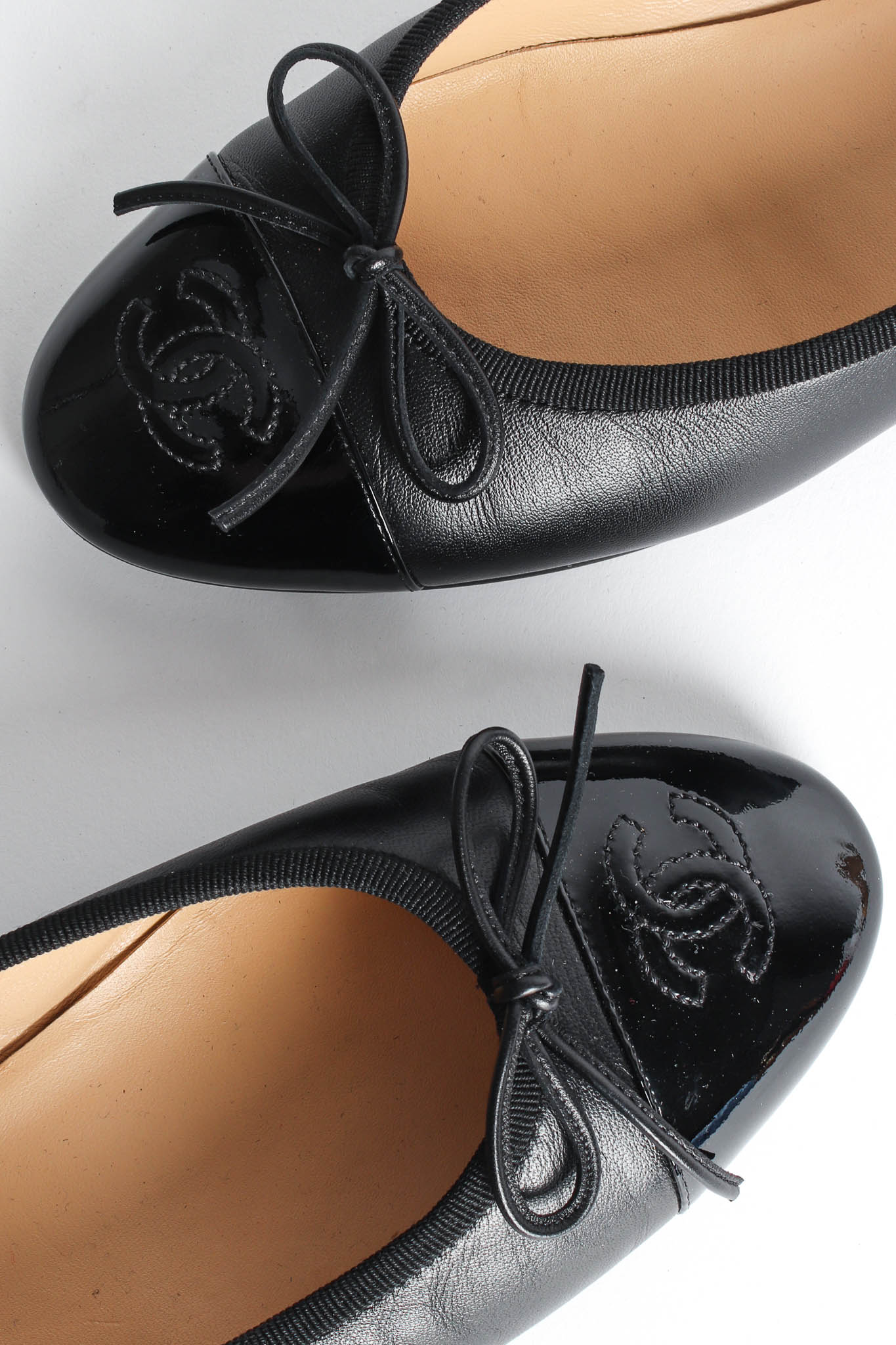 Vintage Chanel Cap Toe Leather Ballet Flats cap toe detail @ Recess Los Angeles