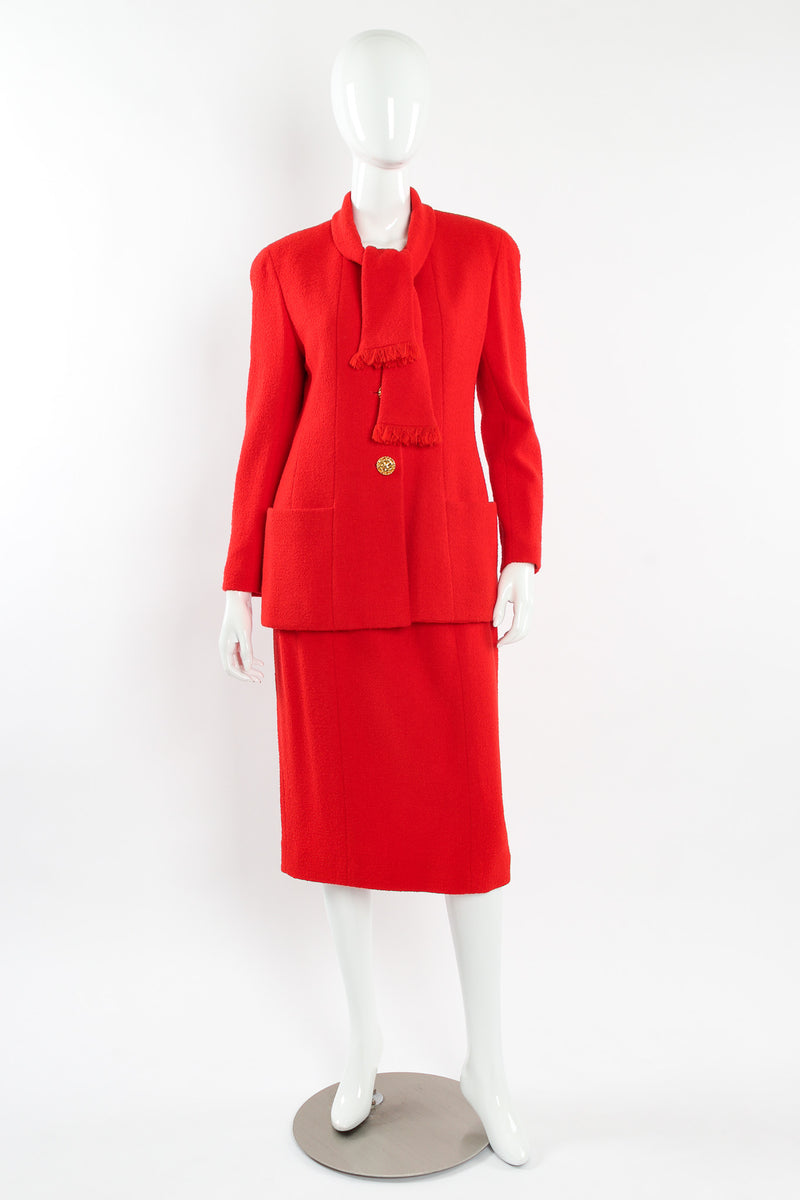 Vintage Chanel Boucle Wool Jacket & Skirt Set mannequin front @ Recess LA