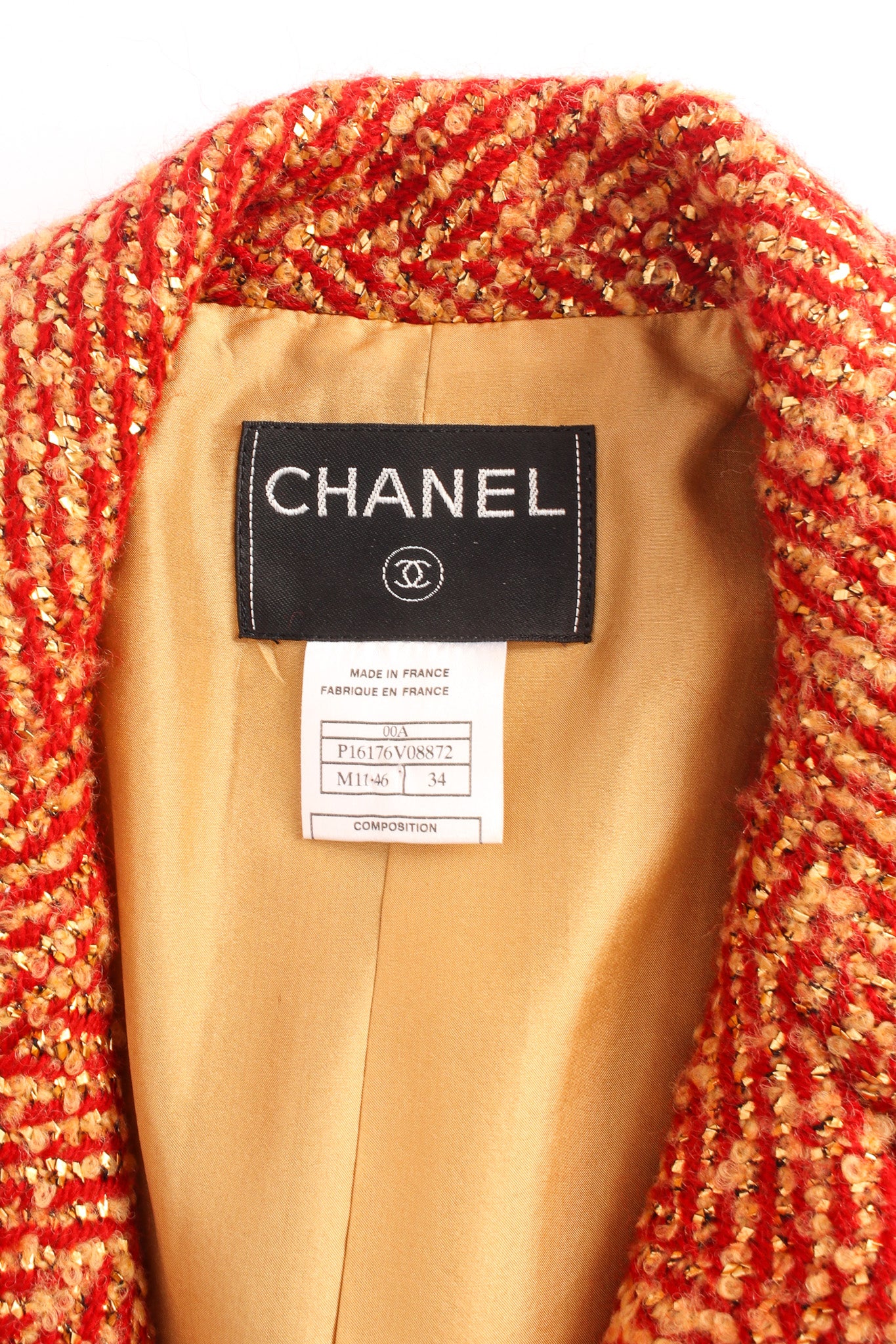 Vintage Chanel 2000A Metallic Speckle Tweed Set top tag @ Recess Los Angeles