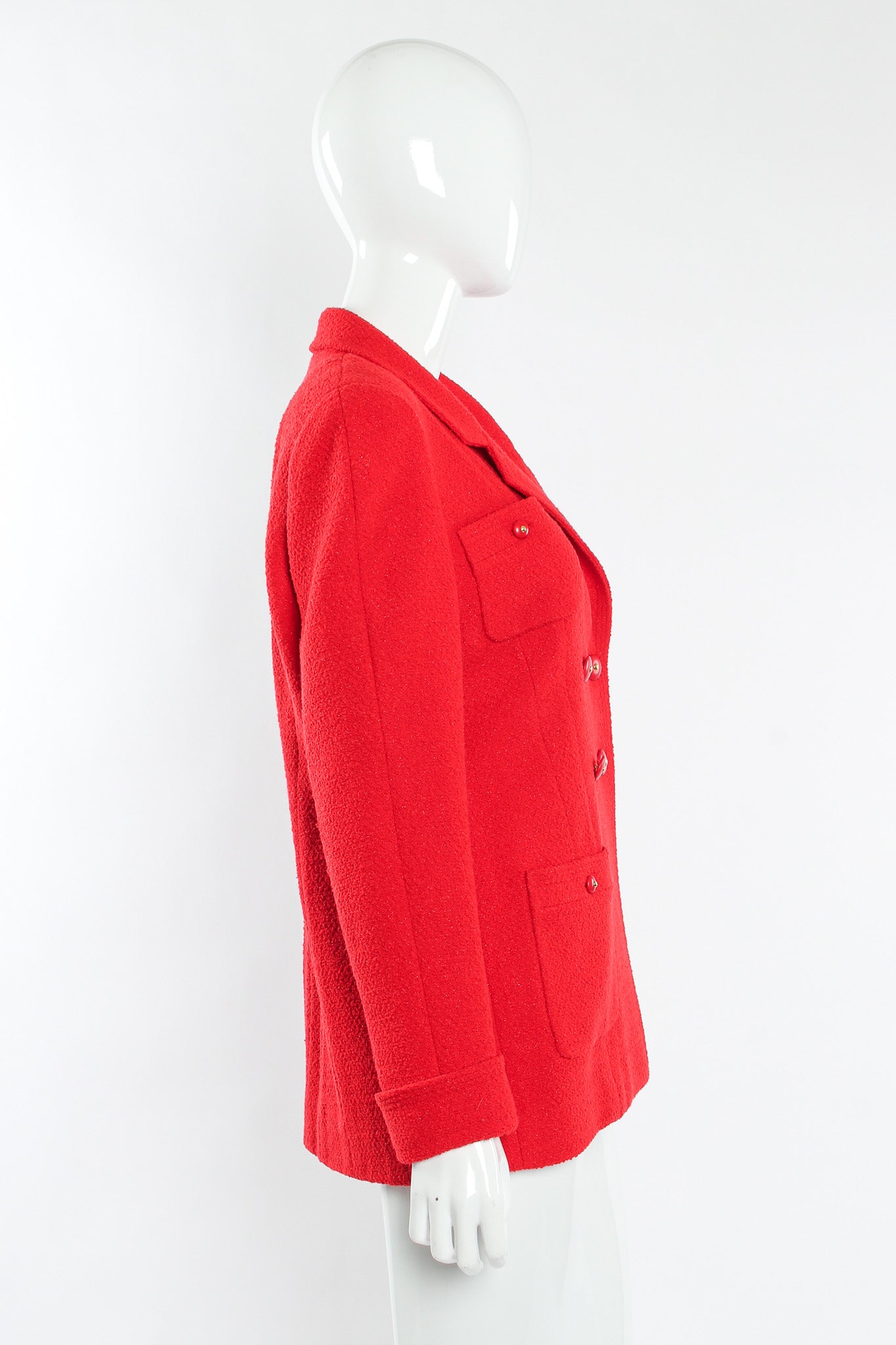 Vintage Chanel 1995A Metallic Wool Double Breasted Blazer mannequin side @ Recess LA