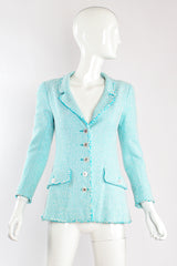 Vintage Chanel 1997P Micro Check Tweed Jacket Set on mannequin front at Recess Los Angeles