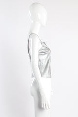 Vintage Chanel S/S 1999 Silver Pearl Leather Tank on mannequin side at Recess Los Angeles