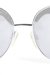 Vintage Chanel 1990s Miller Silver Mirror CC Sunglasses bridge at Recess Los Angeles