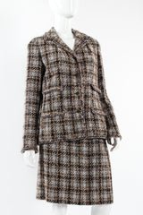 Vintage Chanel 2005A Tweed Jacket & Skirt Wool Set mannequin close angle @ Recess LA