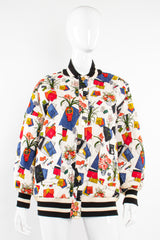 Vintage Chanel 1986 Atelier Illustration Quilted Bomber Jacket on Mannequin front @ Recess LA