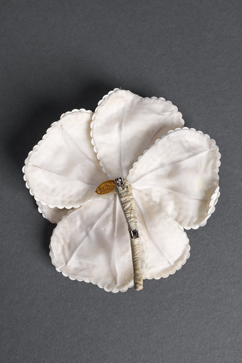 Vintage 1985 Ivory Sequin Camellia Flower Pin back @ Recess LA