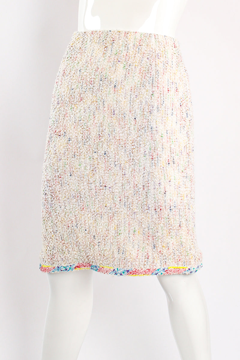 Vintage Chanel 1999P Rainbow Terrazzo Tweed Skirt Set on Mannequin front at Recess LA