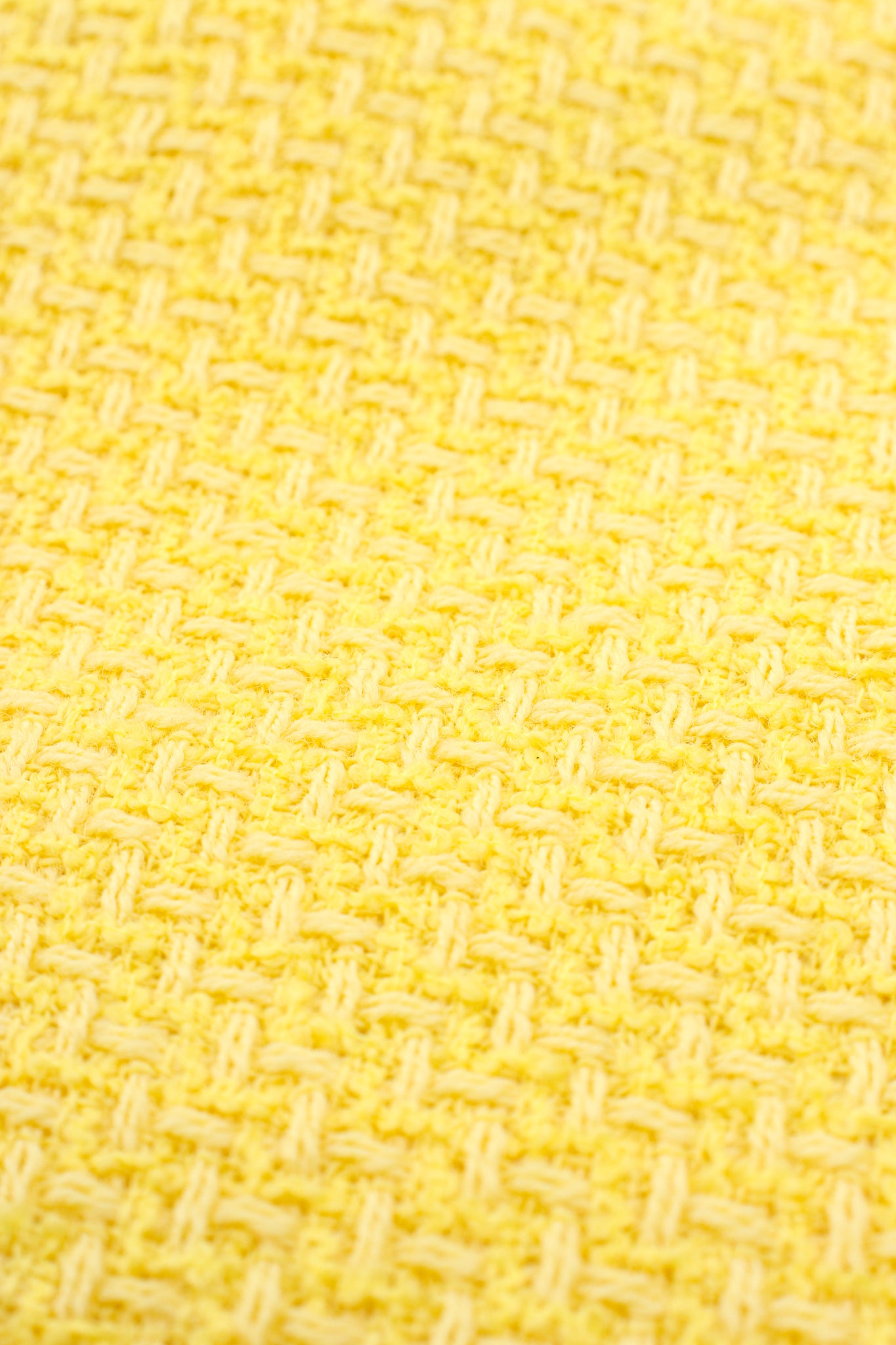 Vintage Chanel Yellow Basketweave Tweed Shrunken Jacket fabric detail at Recess Los Angeles