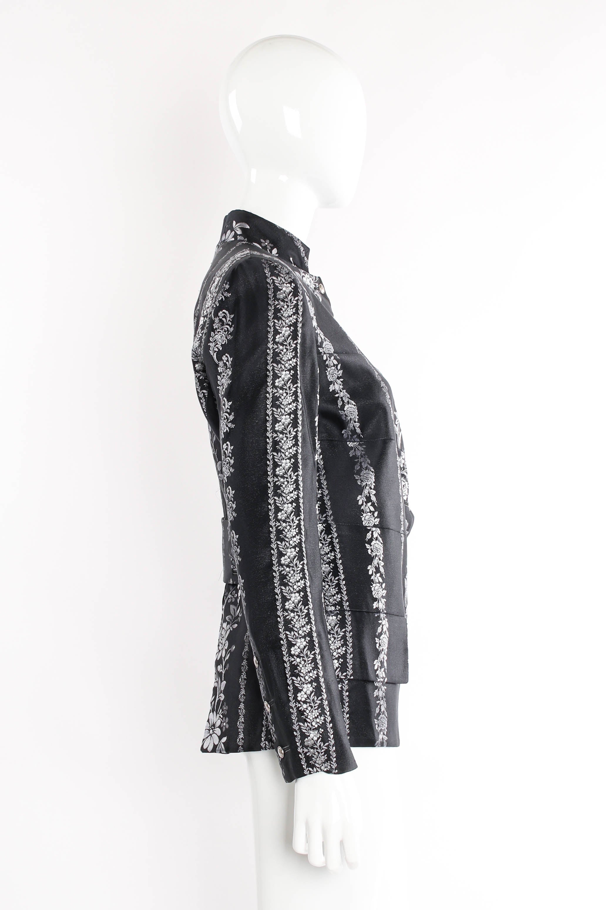 Vintage Chantal Thomass Metallic Monochrome Brocade Jacket on mannequin side at Recess Los Angeles