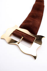 Vintage Charles Jourdan Wavy Frame Buckle Suede Belt detail at Recess Los Angeles