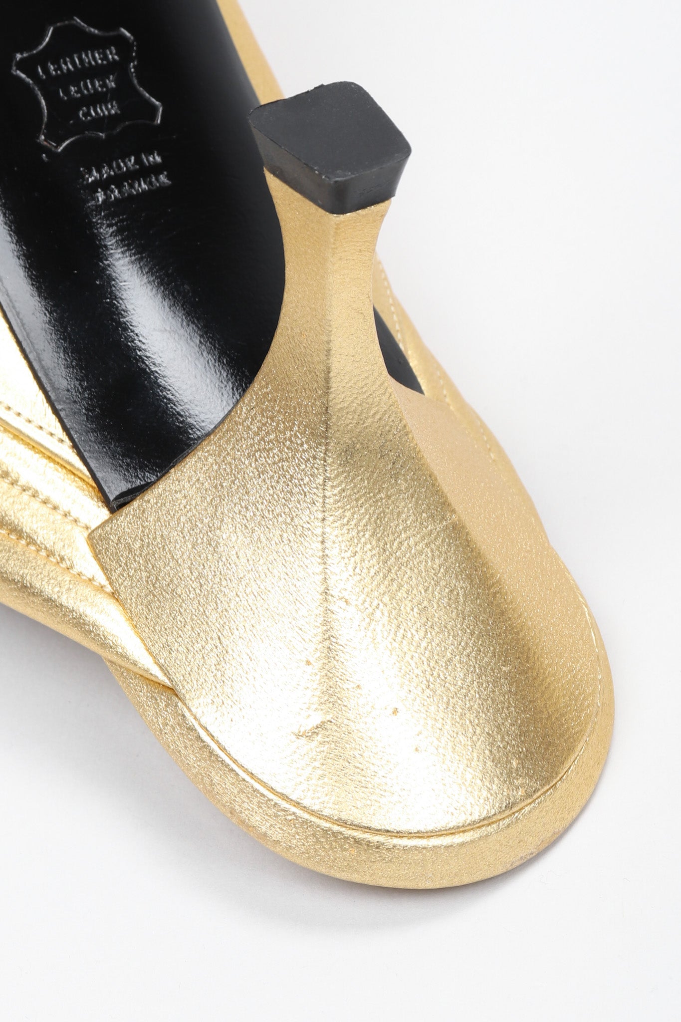 Gold Leather Lamé Mules