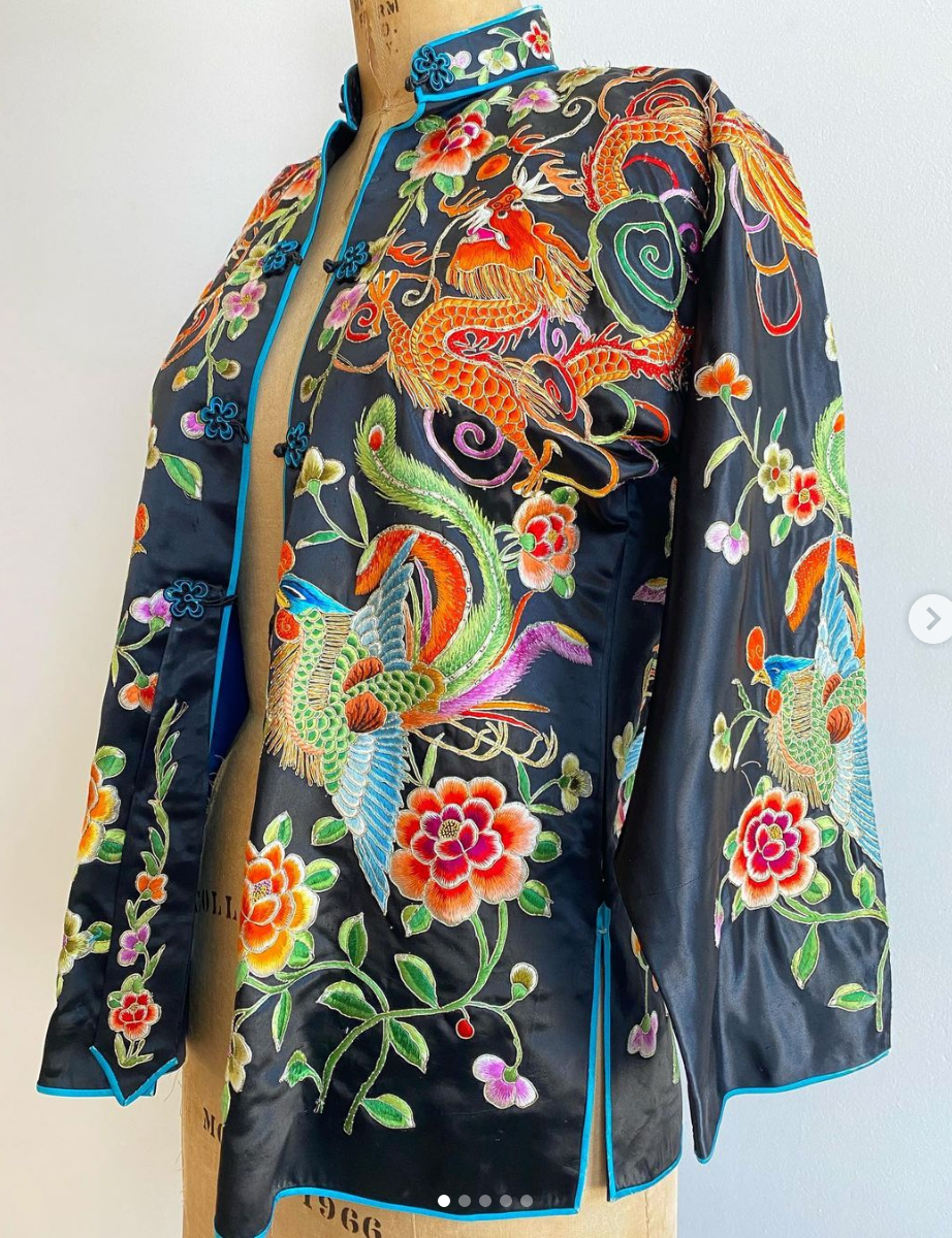 Rainbow Floral Dragon Embroidered Chinese Jacket