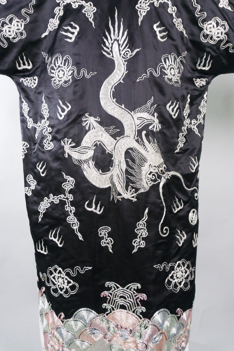 Vintage Silk Chinese Metal Embroidered Dragon Robe