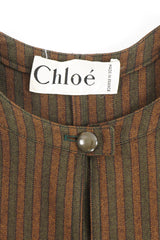 Vintage Chloe Tweed Stripe Sherlock Cape & Pant Set label at Recess Los Angeles