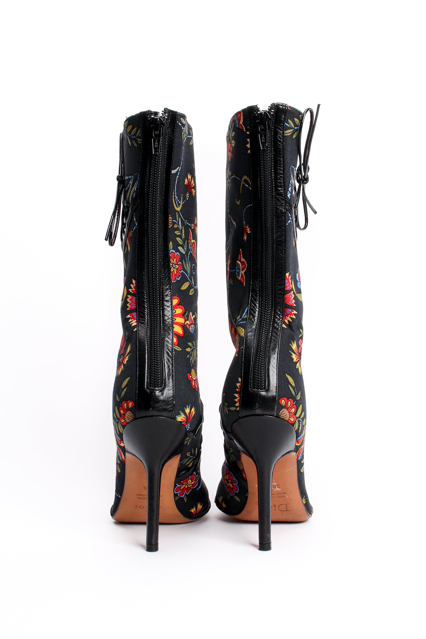 Vintage Christian Dior Floral Print Stiletto Boots back at Recess Los Angeles