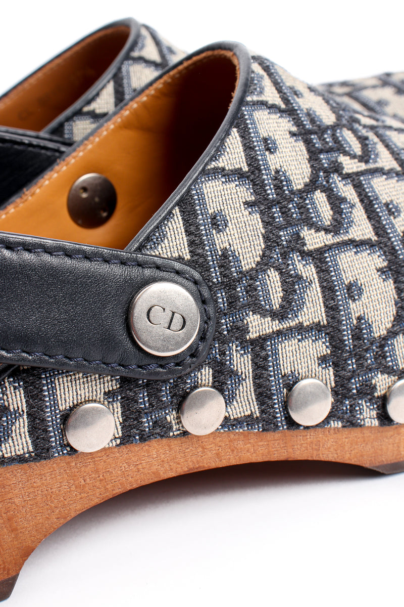 Vintage Christian Dior Monogram Twill Clogs logo detail at Recess Los Angeles