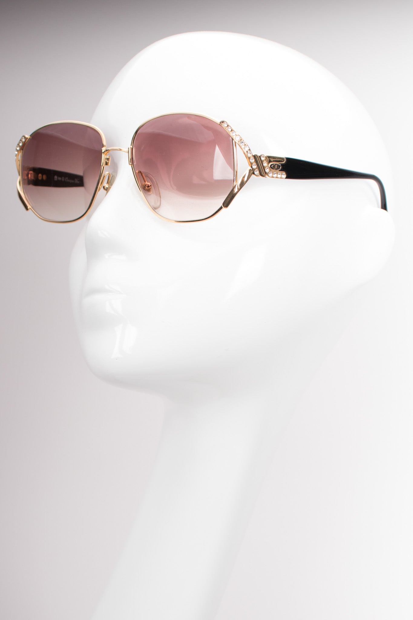 Christian Dior Rhinestone Aviator Pilot Sunglasses 2619 Graduated Amber Lenses