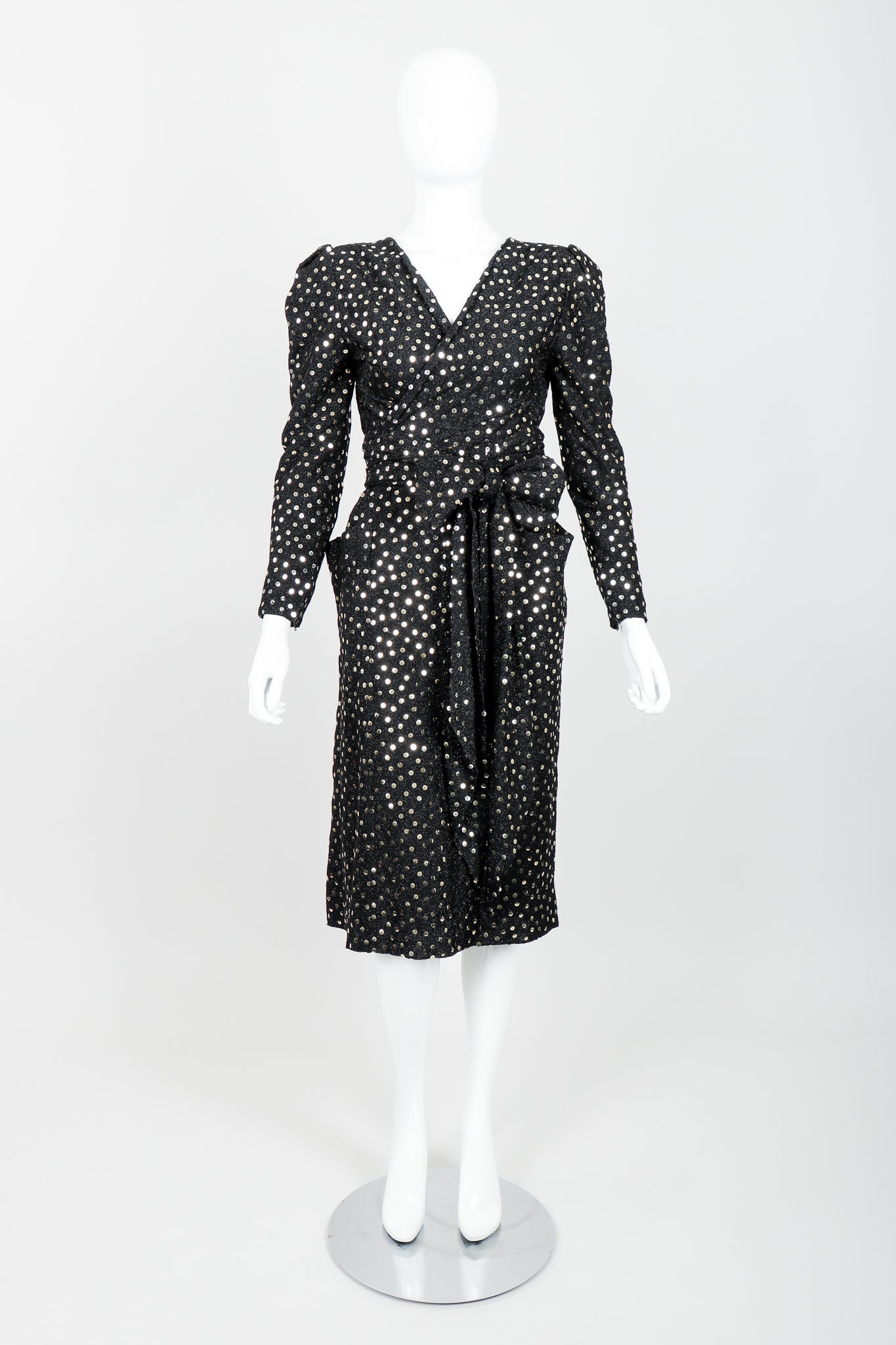 Vintage Christian Dior Sequin Tie Top & Skirt Set on Mannequin Front at Recess Los Angeles