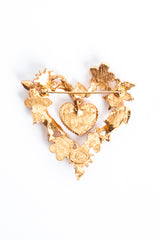 Vintage Christian Lacroix Floral Hearts of Gold Brooch backside at Recess Los Angeles