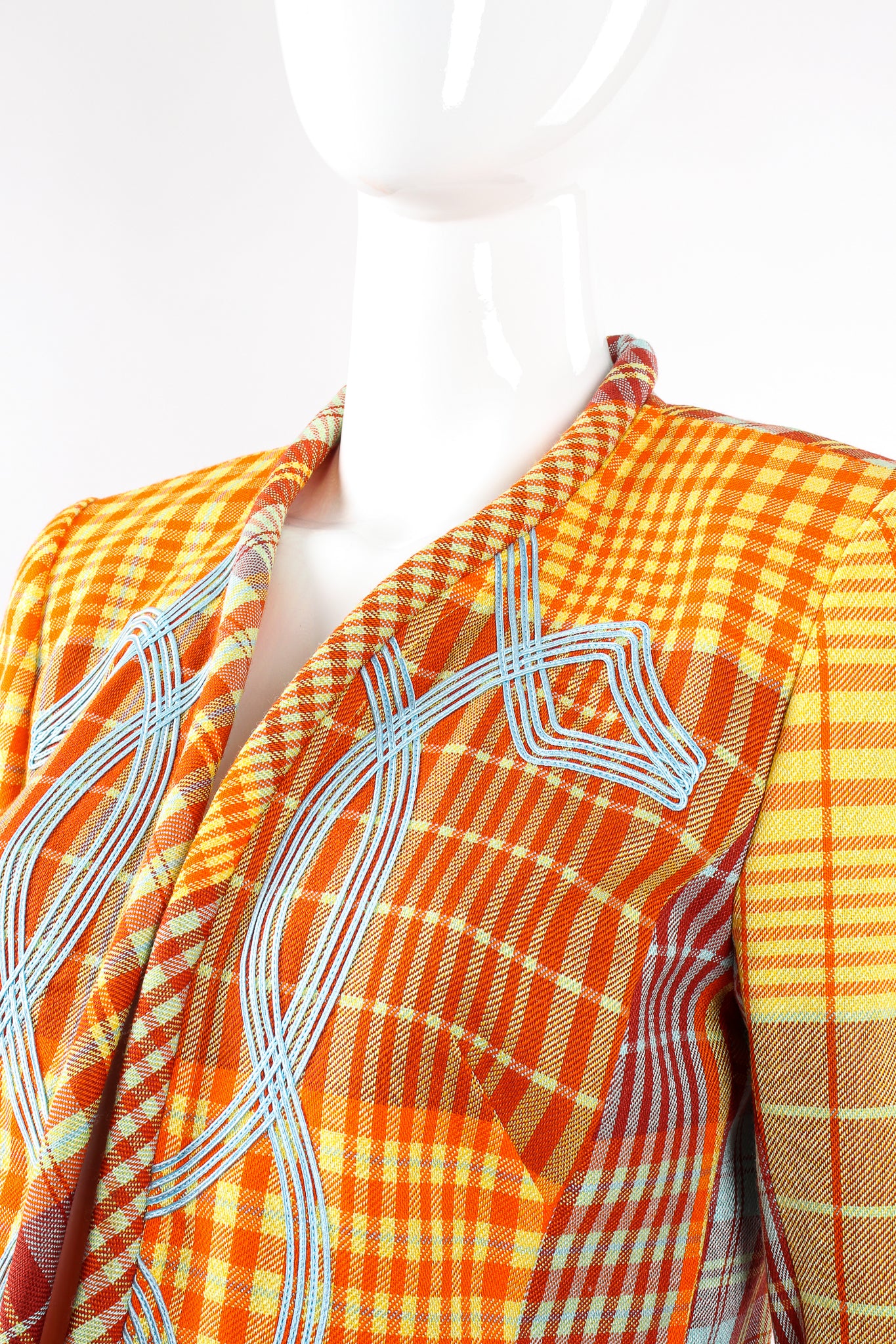 Vintage Christian Lacroix Madras Check Jacket on Mannequin neck at Recess Los Angeles