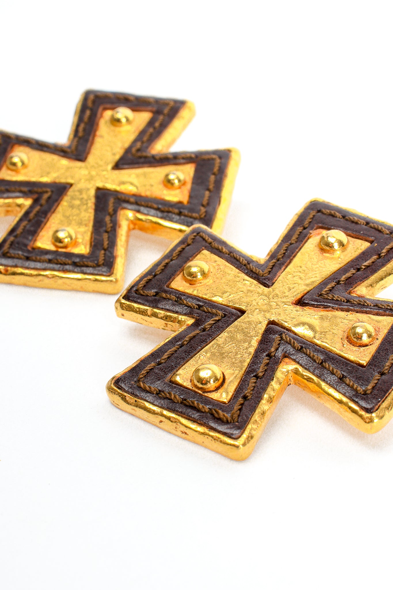 Vintage Christian Lacroix Leather Cross Earrings at Recess Los Angeles