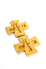 Vintage Christian Lacroix Leather Cross Earrings backside at Recess Los Angeles