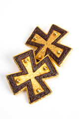 Vintage Christian Lacroix Leather Cross Earrings at Recess Los Angeles