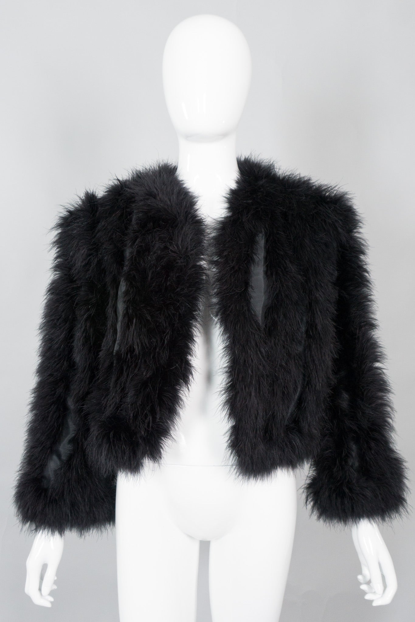 Vintage Chubby Marabou Feather Open Jacket