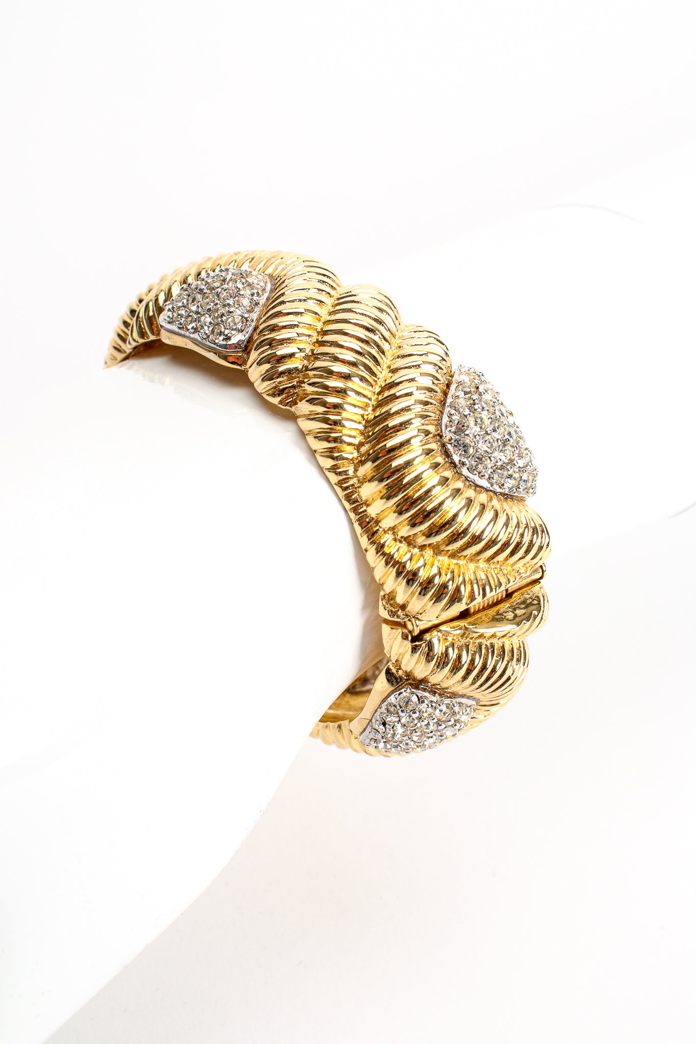 Vintage Ciner Ribbed Rhinestone Bracelet on mannequin at Recess Los Angeles