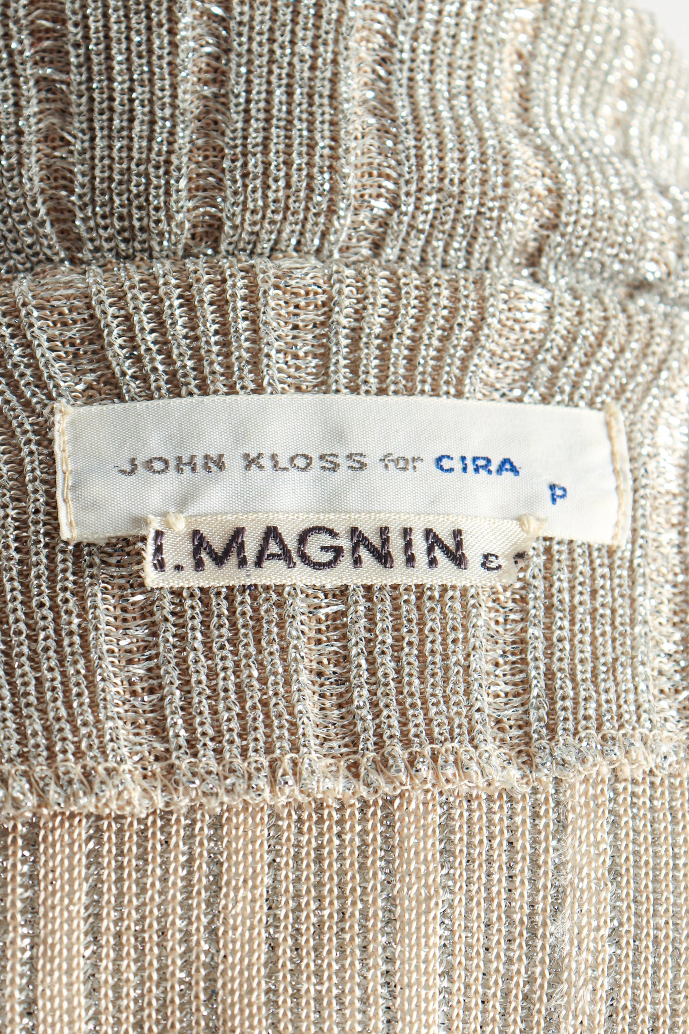 Vintage John Kloss for Cira Long Sheer Metallic Duster Sweater Label at Recess LA