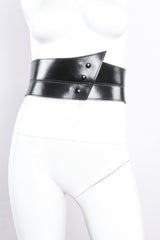 Vintage Claude Montana Vacher Wide Leather Cinch Belt on mannequin front at Recess Los Angeles