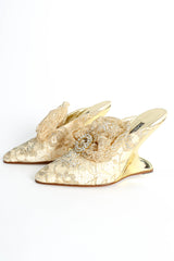 Vintage Claudio Merazzi Satin Lace Inward-Curved Heels angle shot @ Recess LA