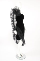 Vintage Karen Okada Climax Sheer Ruffle Sleeve Dress on Mannequin angle at Recess LA