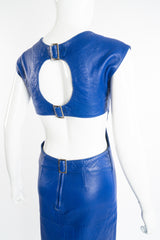 Vintage Climax Blue Leather Cutout Dress on Mannequin back crop at Recess Los Angeles