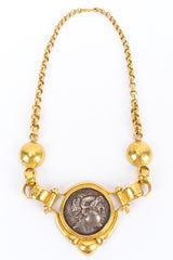 Vintage Roman Coin Pendant Necklace front clasped @ Recess LA