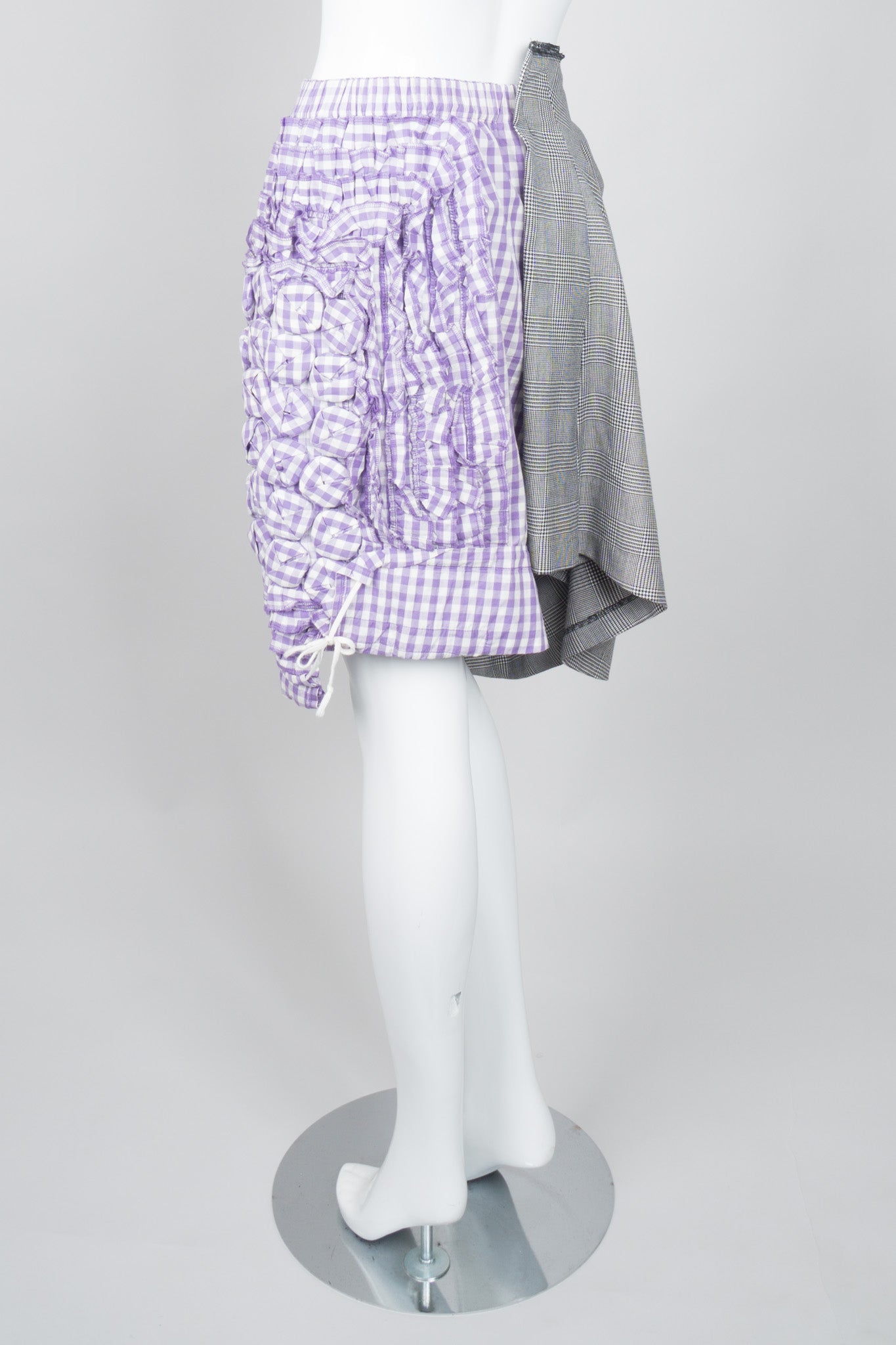 Comme des Garçons Mixed Media Draped Panel Gingham Skirt