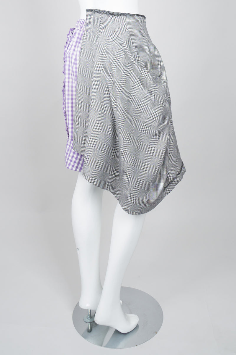 Comme des Garçons Mixed Media Draped Panel Gingham Skirt