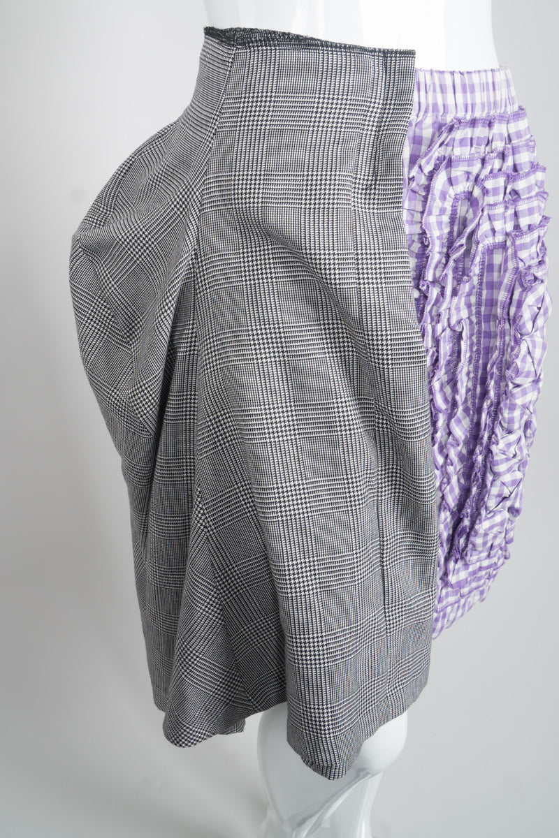 Comme des Garçons Mixed Media Draped Panel Gingham Skirt