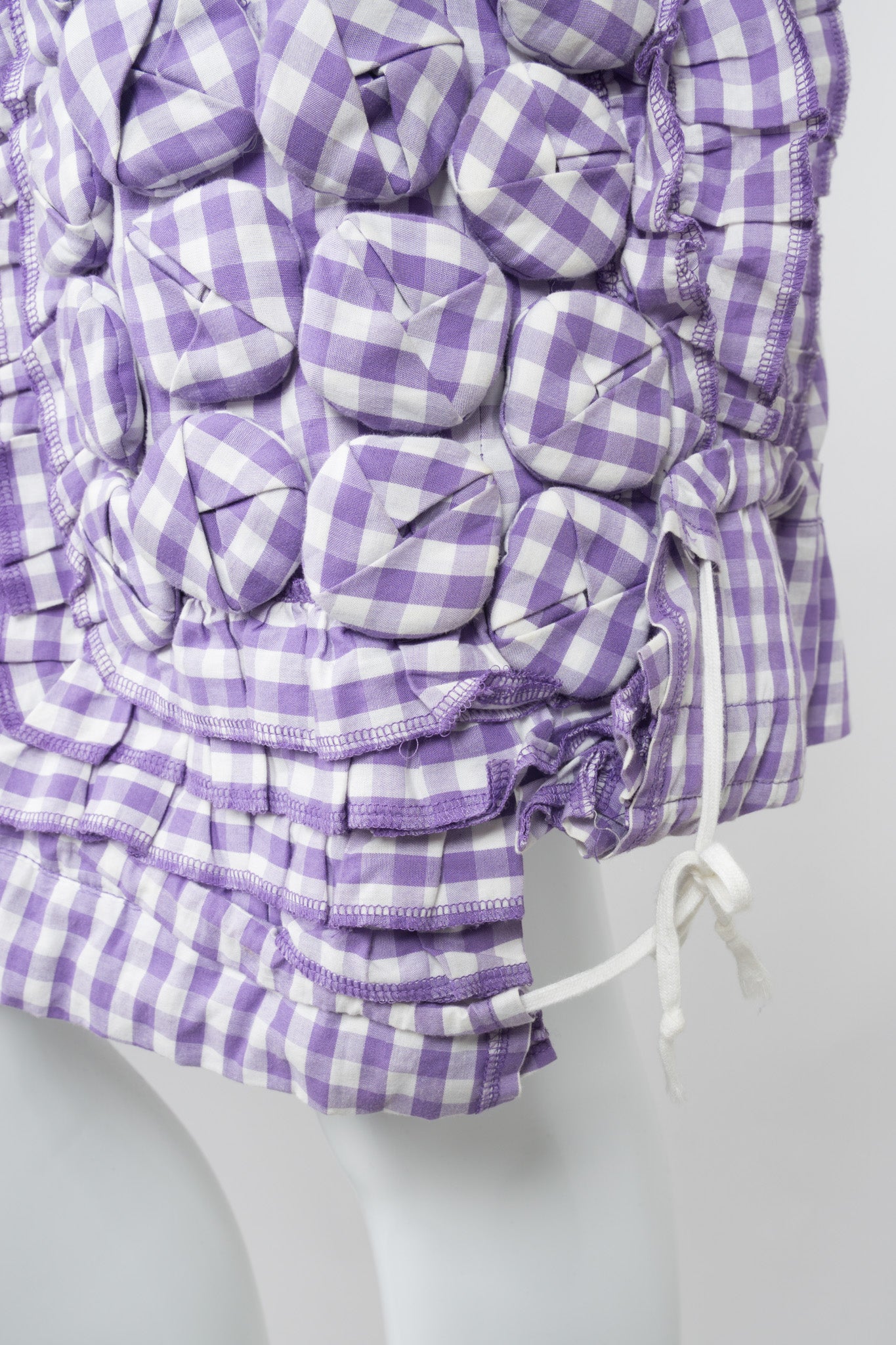 Comme des Garçons Mixed Media Draped Panel Gingham Skirt