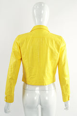 Vintage Courreges Yellow Patent Crinkle Jacket On Mannequin Back at Recess Los Angeles